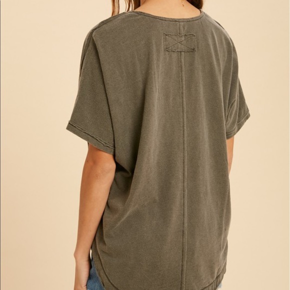 In Loom Gray T-Shirt Top Loose Fitting Raw Edge - Picture 3 of 5